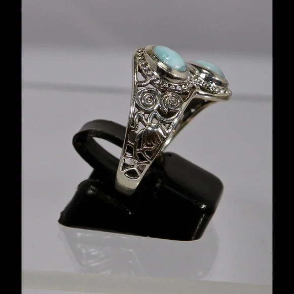 COPY - Beautiful Sterling Silver Dominican Larimar Ring - Picture 2 of 3
